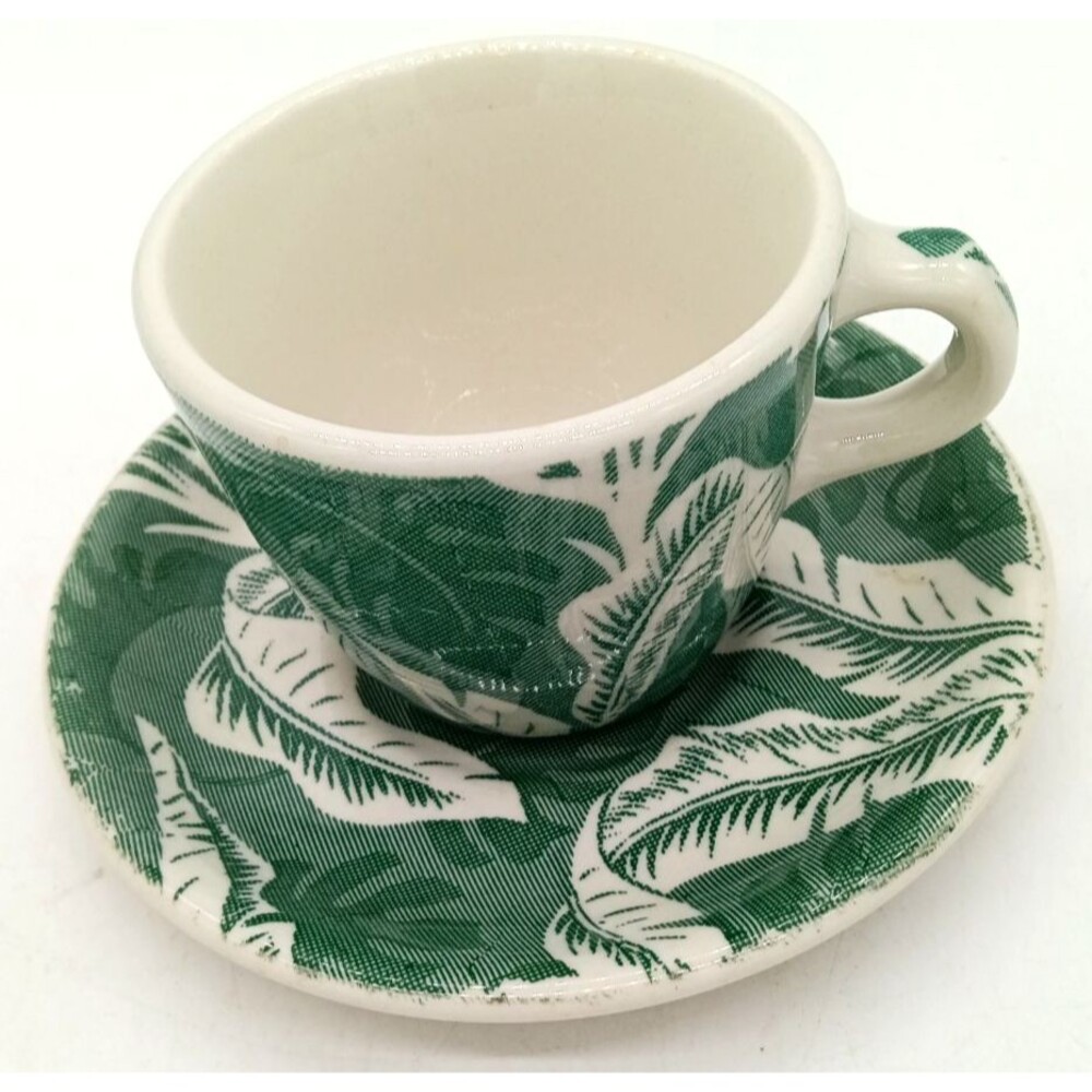 1955 Wallace China Restaurant Ware Shadow Leaf Banana Leaf Coffee Cup & Saucer